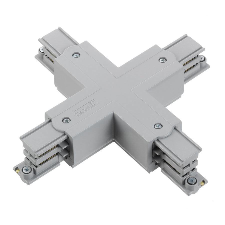 Spanningsrail 3-fase X connector grijs RAL7040