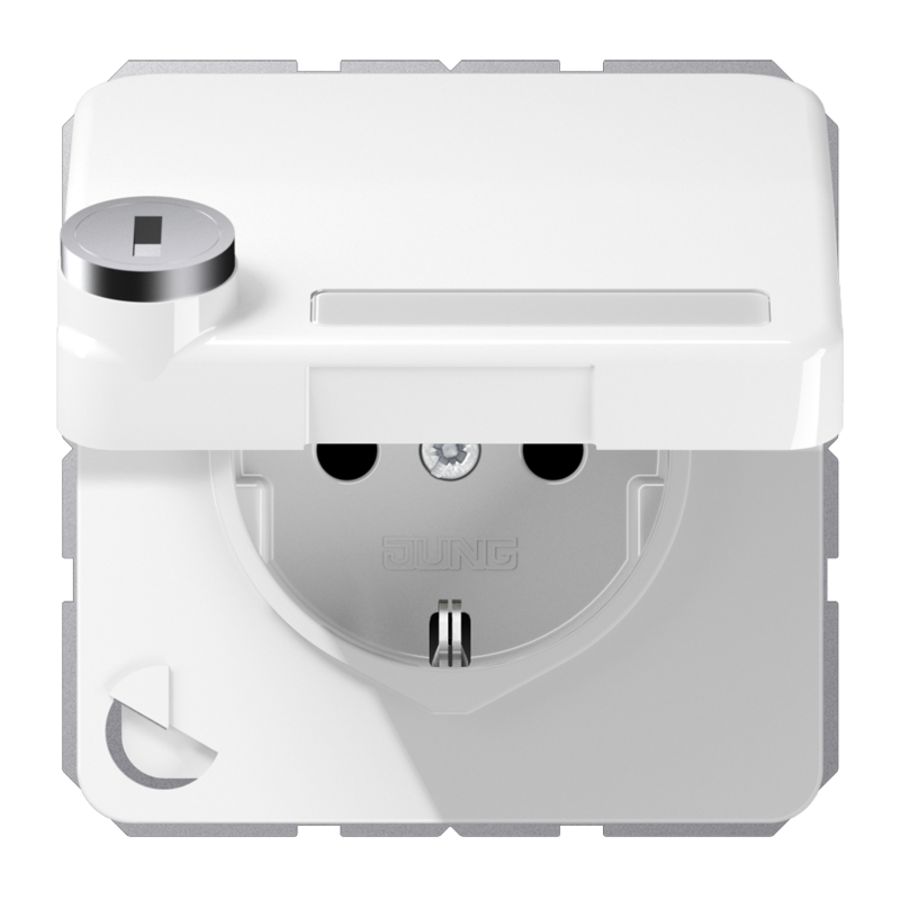 Wandcontactdoos CD500 a.wit klapd. tekstvenst. slot