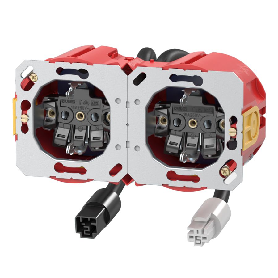 Wandcontactdoos DL dubbel vv Attema BW en Wago Rond