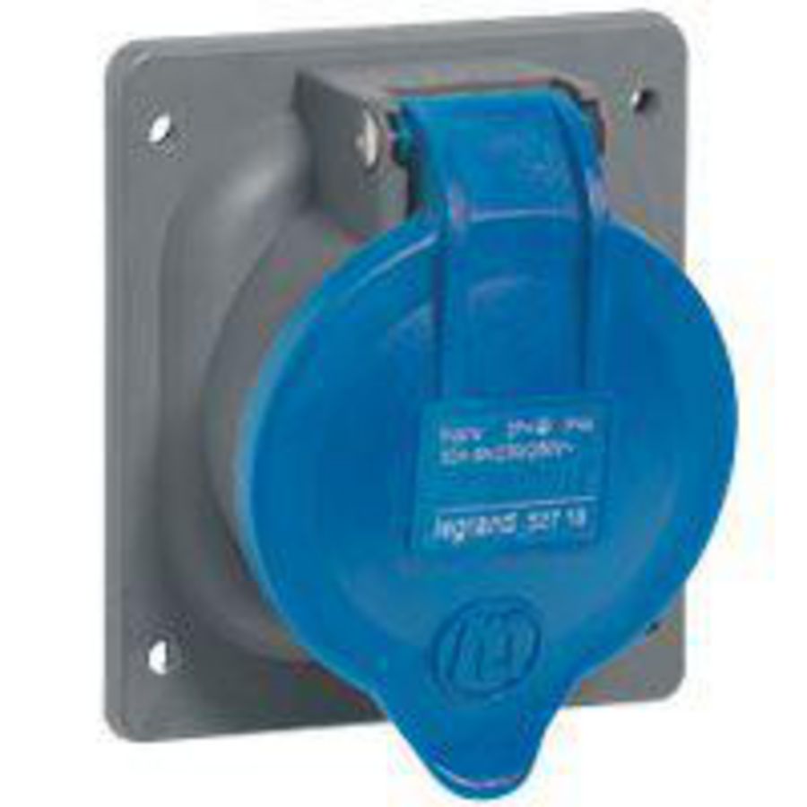 Inbouw Wandcontactdoos 230V 32A 5P IP44 kunstst. blauw Hypra