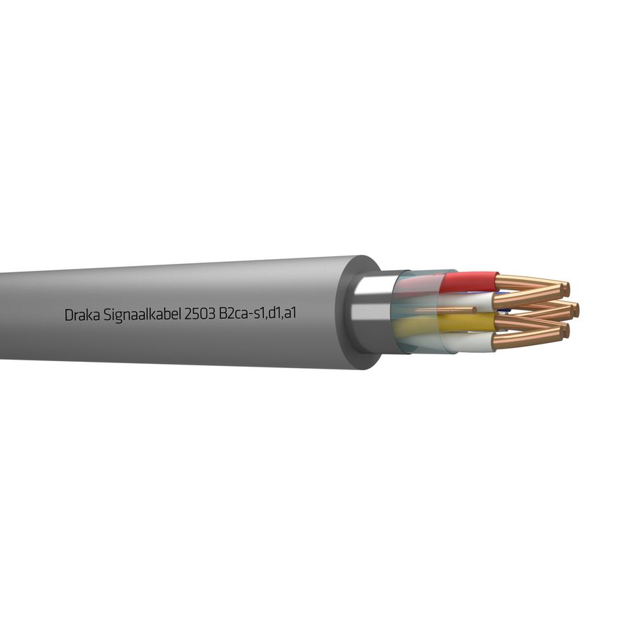 Haspel a 500m. signaal kabel afg B2ca gy# 3x2x0,8mm 2503