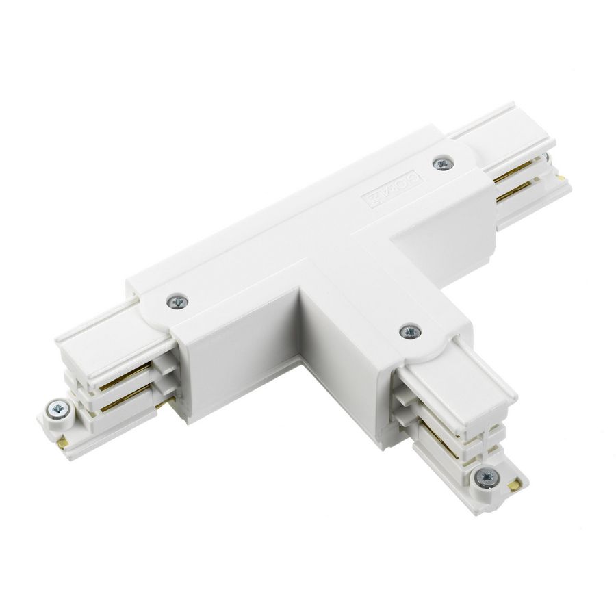 Spanningsrail 3-fase T connector links 65x95mm wit RAL9010