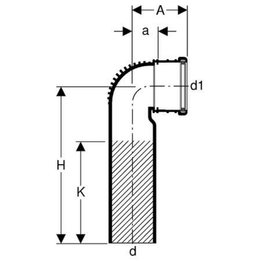 Bocht closetaansluiting 90mm polyethyleen (PE) Silent-db20 geluidsarm