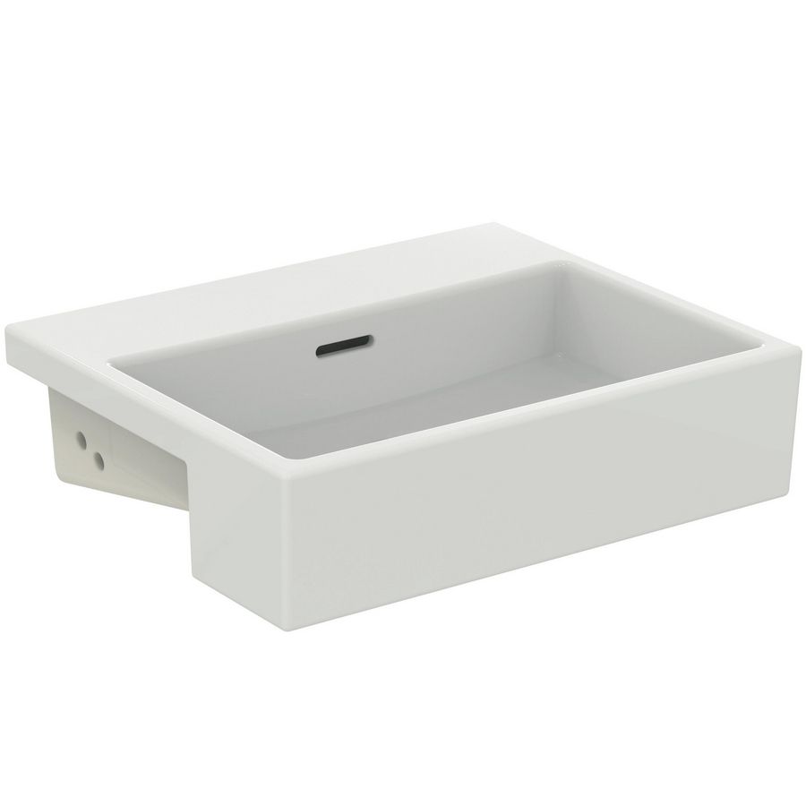 EXTRA halfinbouwwastafel 50cm zonder kraangat met overloop wit