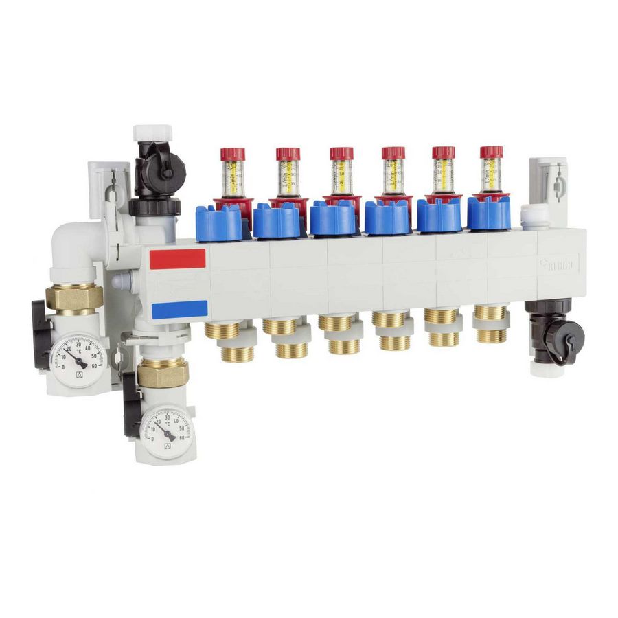 Vloerverwarmingsverdeler polyamide 6-groeps insteek 16mm RAUTHERM SPEED HKV-D P