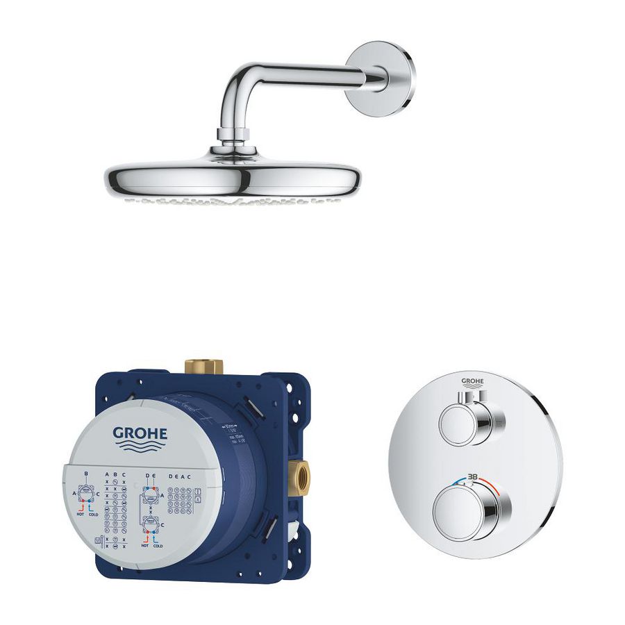 Grohth. inb. comfortset rond chroom incl. hoofddouche tempesta 210