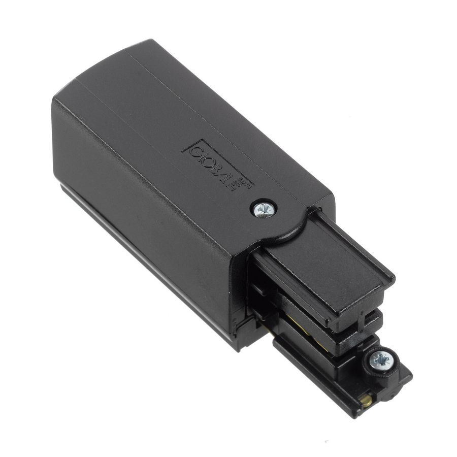 Spanningsrail 3-fase connector invoer zwart RAL9005 Links