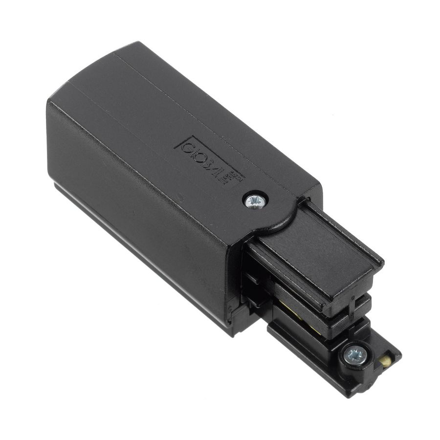 Spanningsrail 3-fase connector invoer zwart RAL9005 Rechts