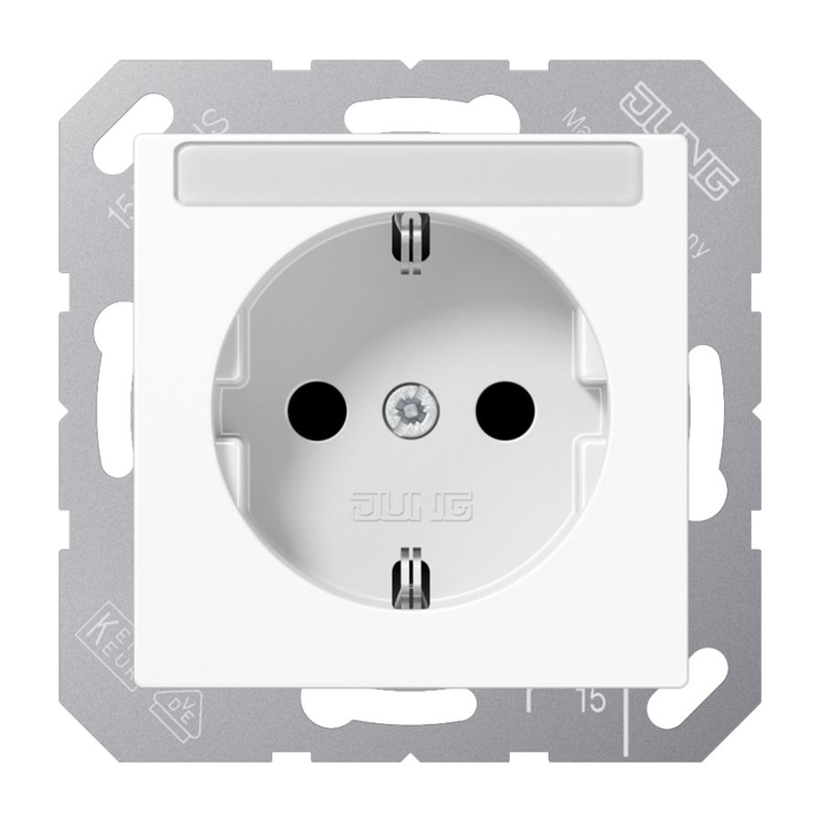 Wandcontactdoos a.wit slagv vav.tekst & 6 mm.kl A500