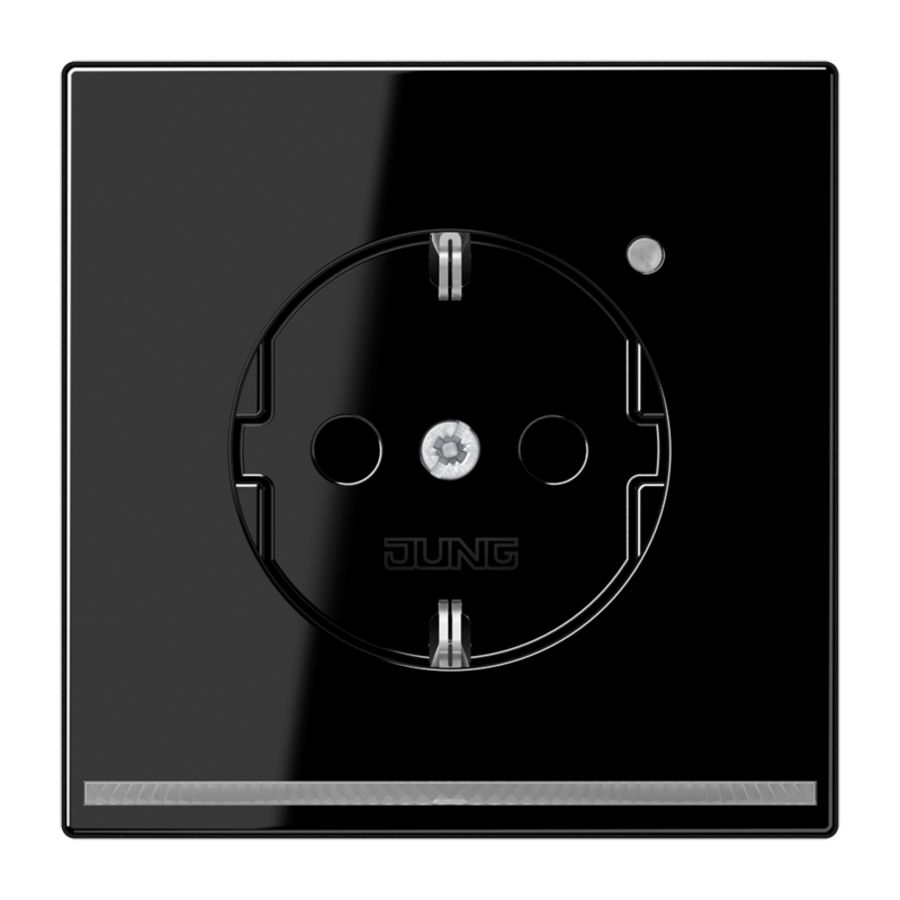 Wandcontactdoos zwart met LED & lichtsensor LS990
