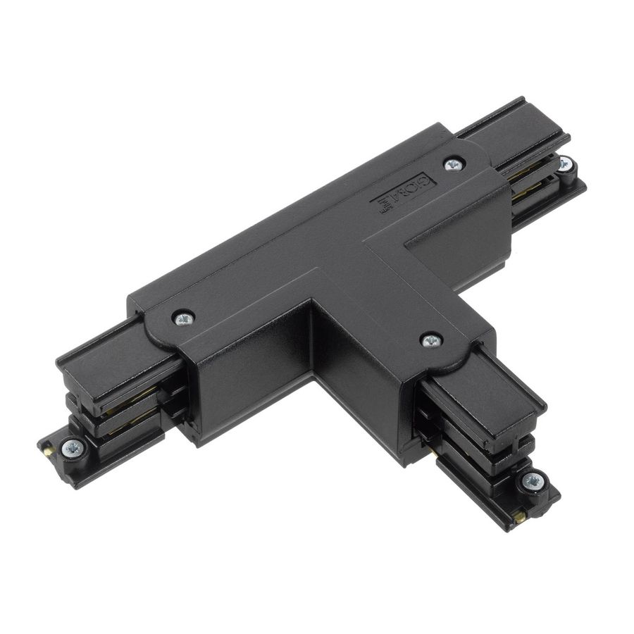 Spanningsrail 3-fase T connector zwart RAL9005 Rechts