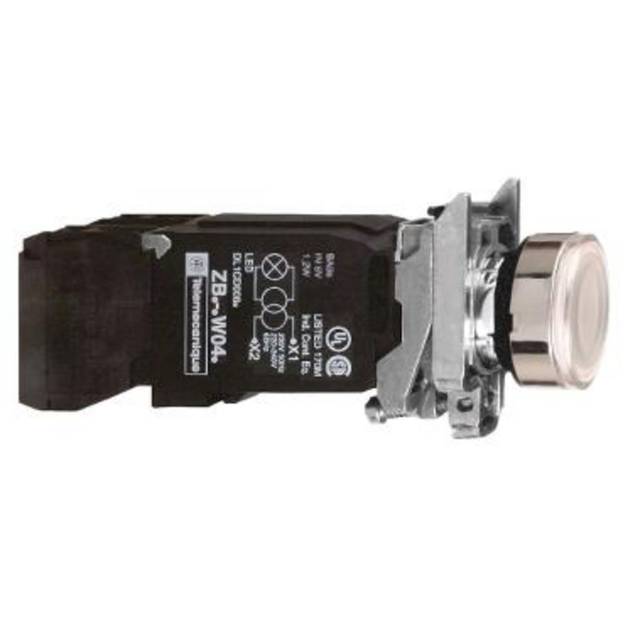 Drukknop Verlicht Verzonken Terugvering 22mm 120V 1NO + 1