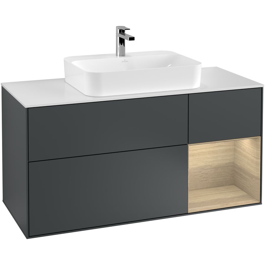 Wastafelonderkast Finion 1200x603x501mm Mid.Blue Matt Lacquer G421PCHG
