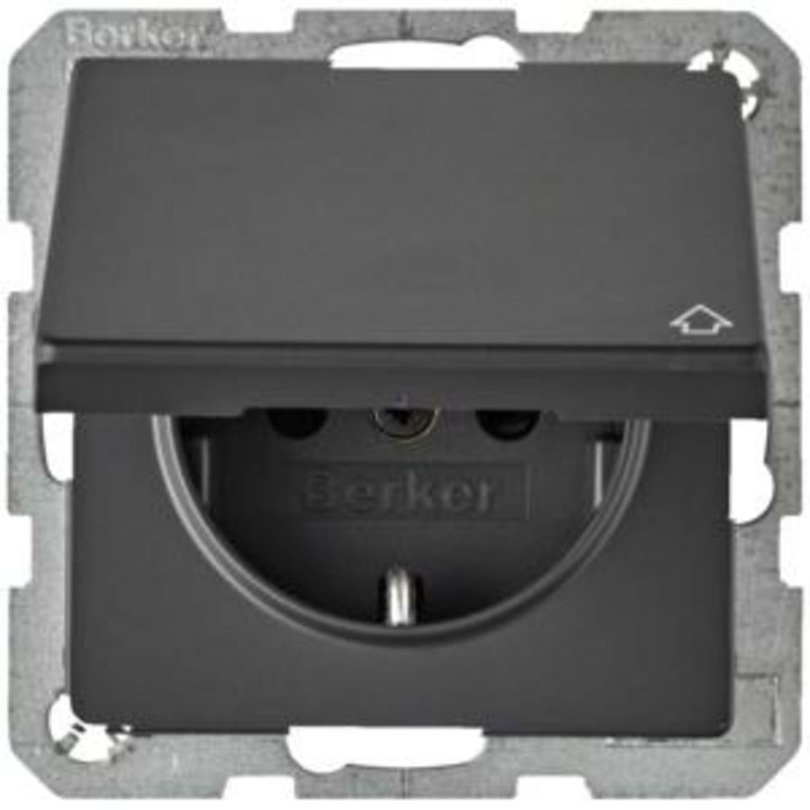 Wandcontactdoos RA aanraakveilig kd berker Q.1/Q.3/Q.7 antraciet