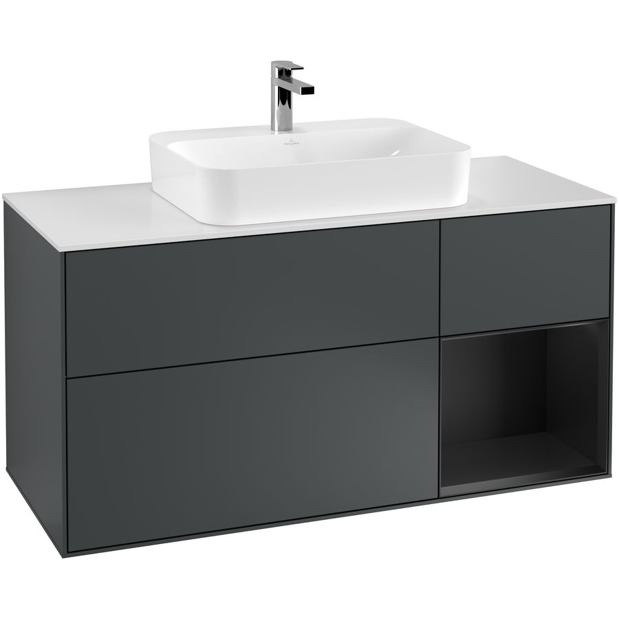 Wastafelonderkast Finion 1200x603x501mm Mid.Blue Matt Lacquer G421PDHG