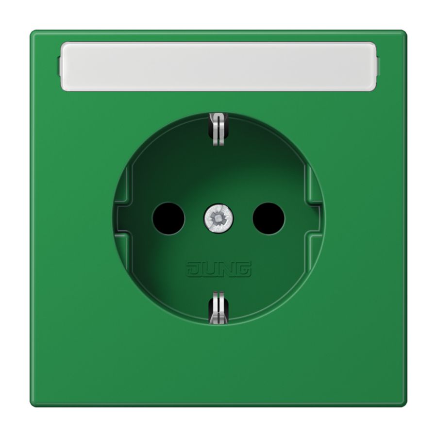 Wandcontactdoos groen met R/A ki.bev.&tekstvast LS990