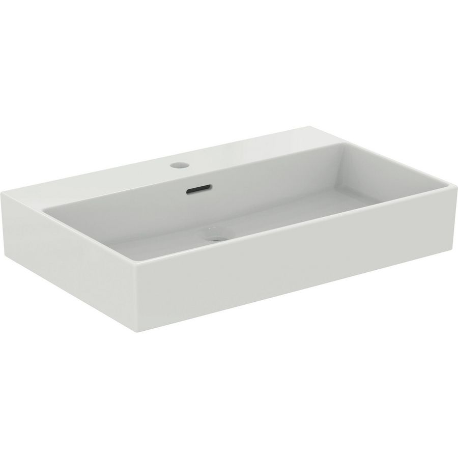 EXTRA wastafel 70cm met kraangat met overloop wit ideal plus