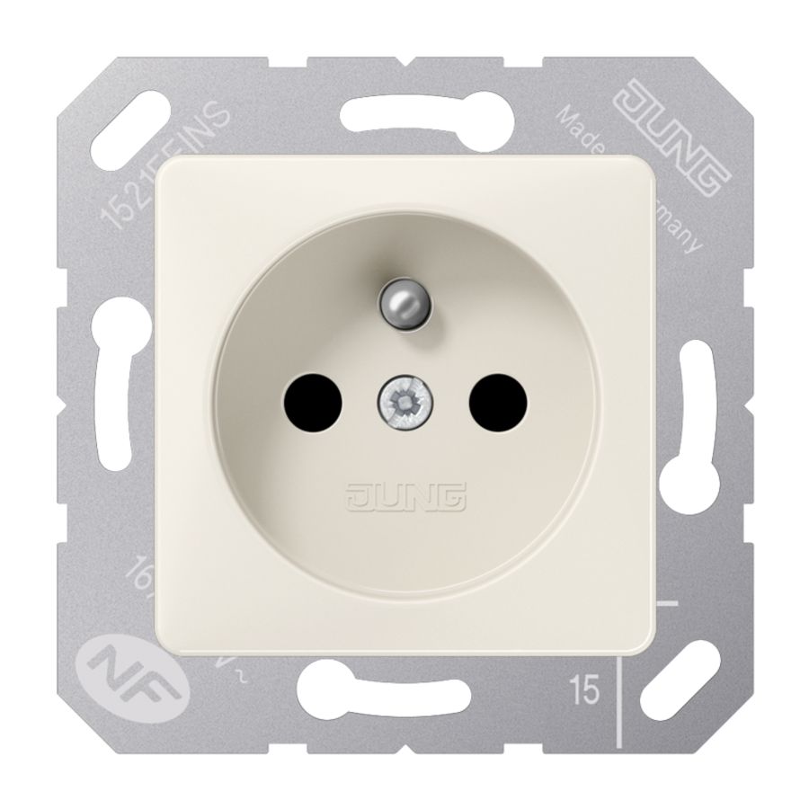 Wandcontactdoos wit met penaarde en ki.beveil. 50X50