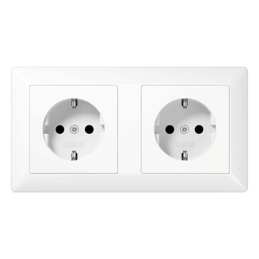 Wandcontactdoos a.wit slagv 2-voudig v.wandgoot AS500