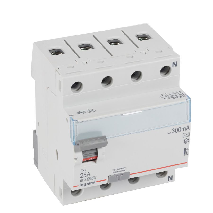 Aardlekschakelaar TX3 3-polig + N 25A 300mA