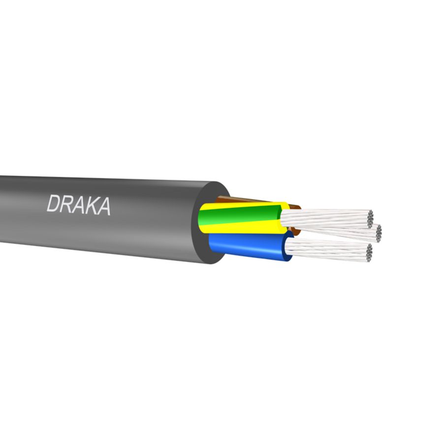 Haspel a 1000m. EDRATEEN kabel H05GG-F 110°C. gy# 3G1,5mm² (geel/groen - blauw - bruin)