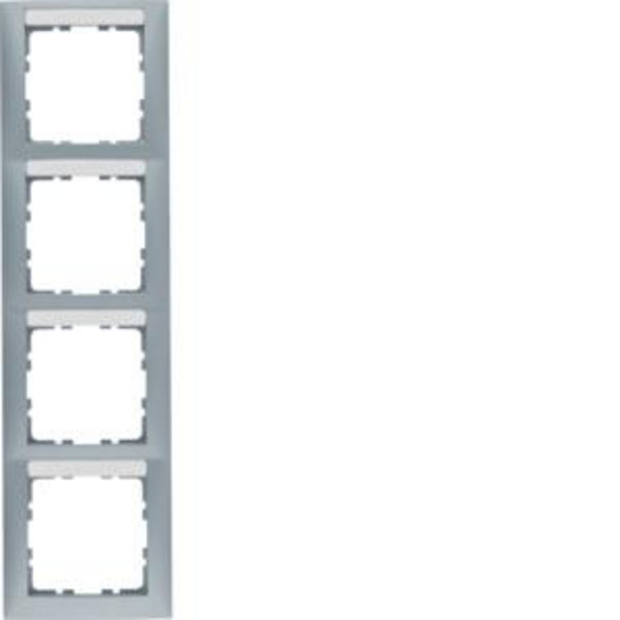 Afdekraam met tekstveld 4-v vert. berker S.1 aluminium mat