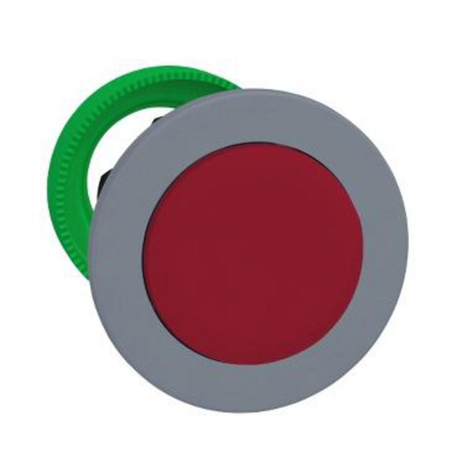 Flush mounted red projecting pushbutton head push push