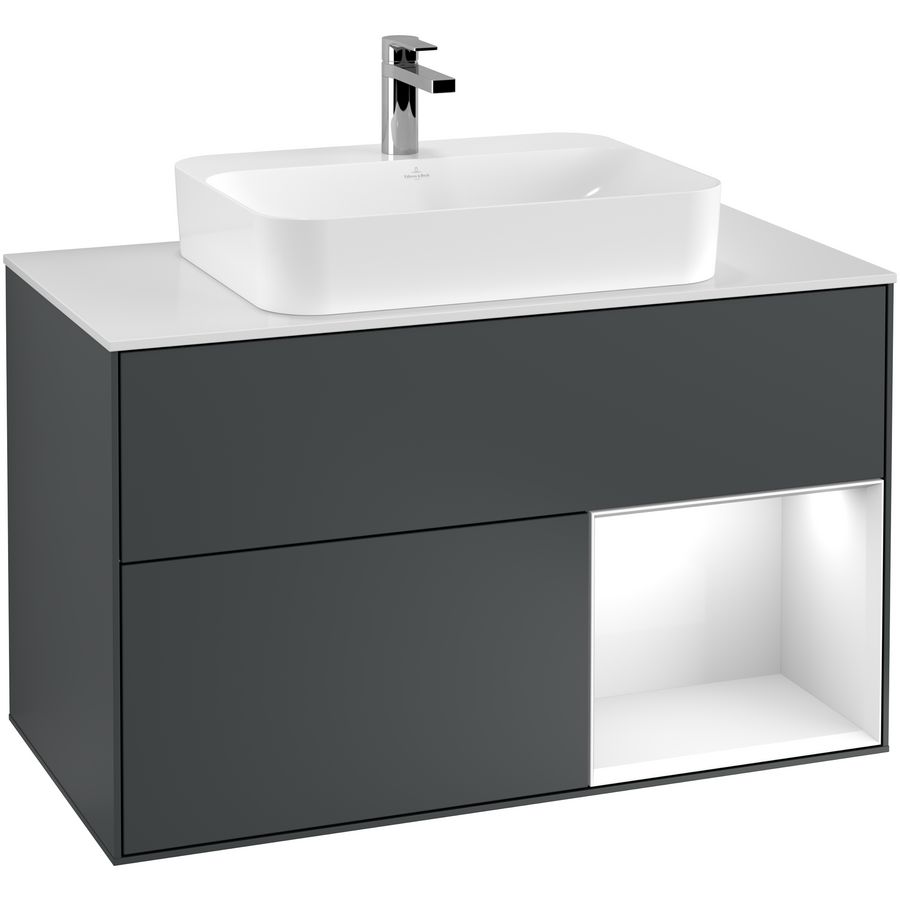 Wastafelonderkast Finion 1000x603x501mm Mid.Blue Matt Lacquer G371GFHG