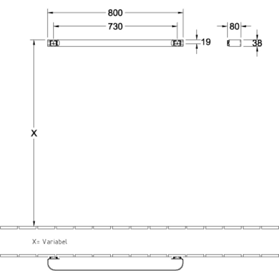 Handdoekhouder Antheus 800x38x80mm B0698000