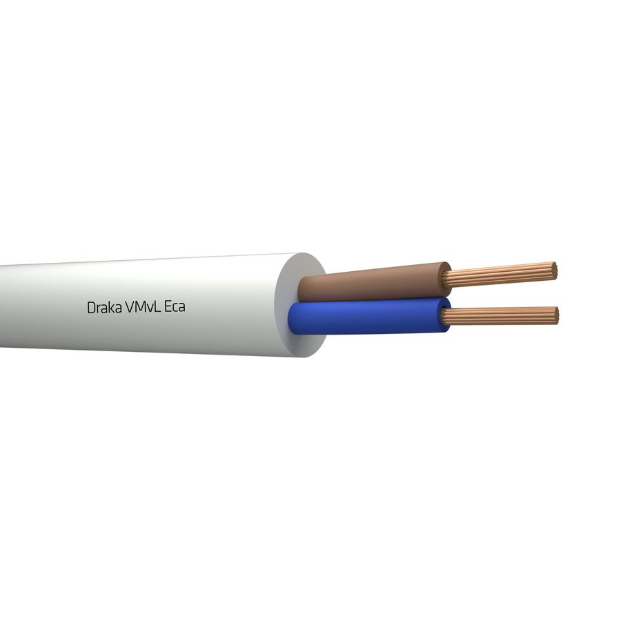 Ring a 100m. soepel vinylsnoer H05VV-F VmVL Eca wit 2x0,75mm² (blauw-bruin)