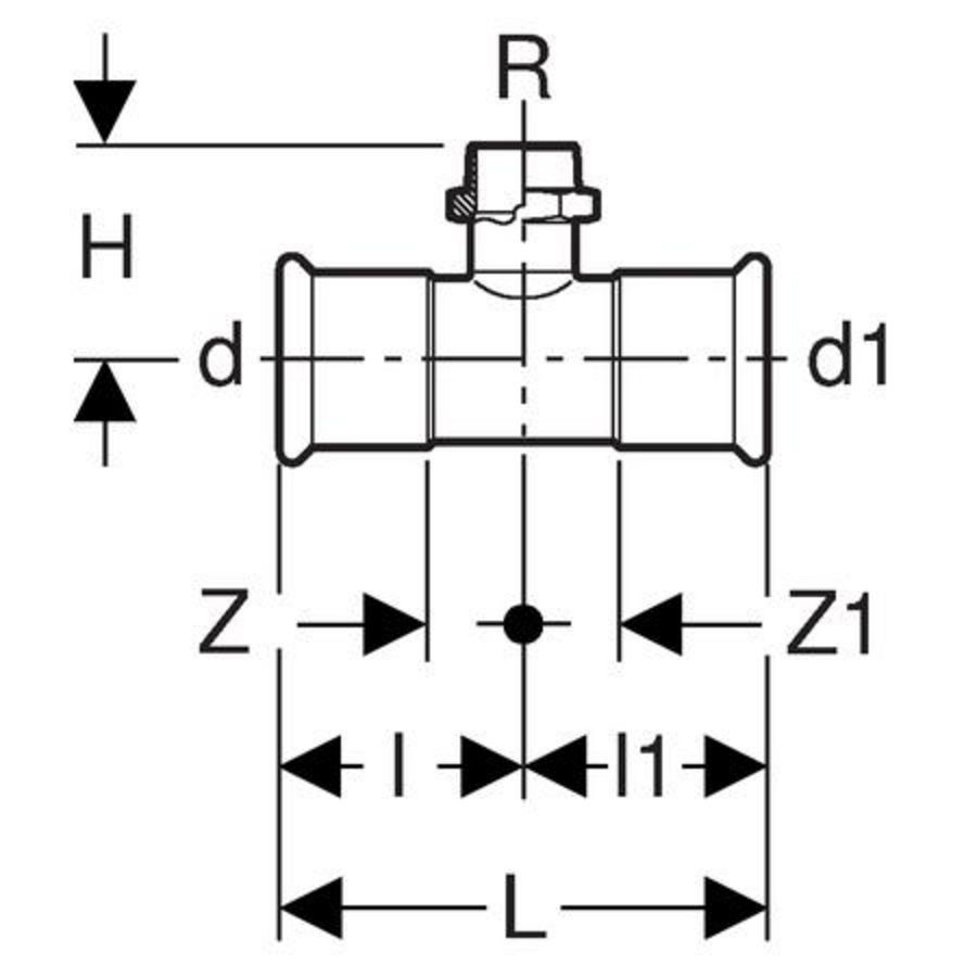 T-koppelig verlopend MAPRESS RVS siliconenvrij (LABS-vrij) 18x1/2"bt.x18mm