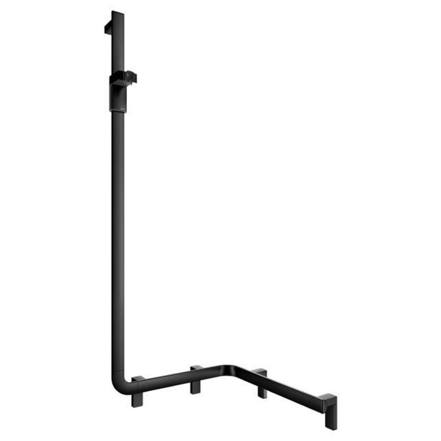 Douchegreep met douchestang links 550/531/1301mm zwart mat