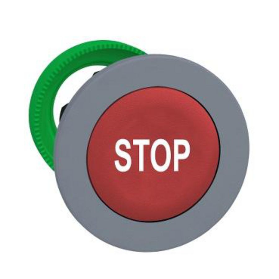Flush mounted red Flush caps pushbutton head whiteSTOP"