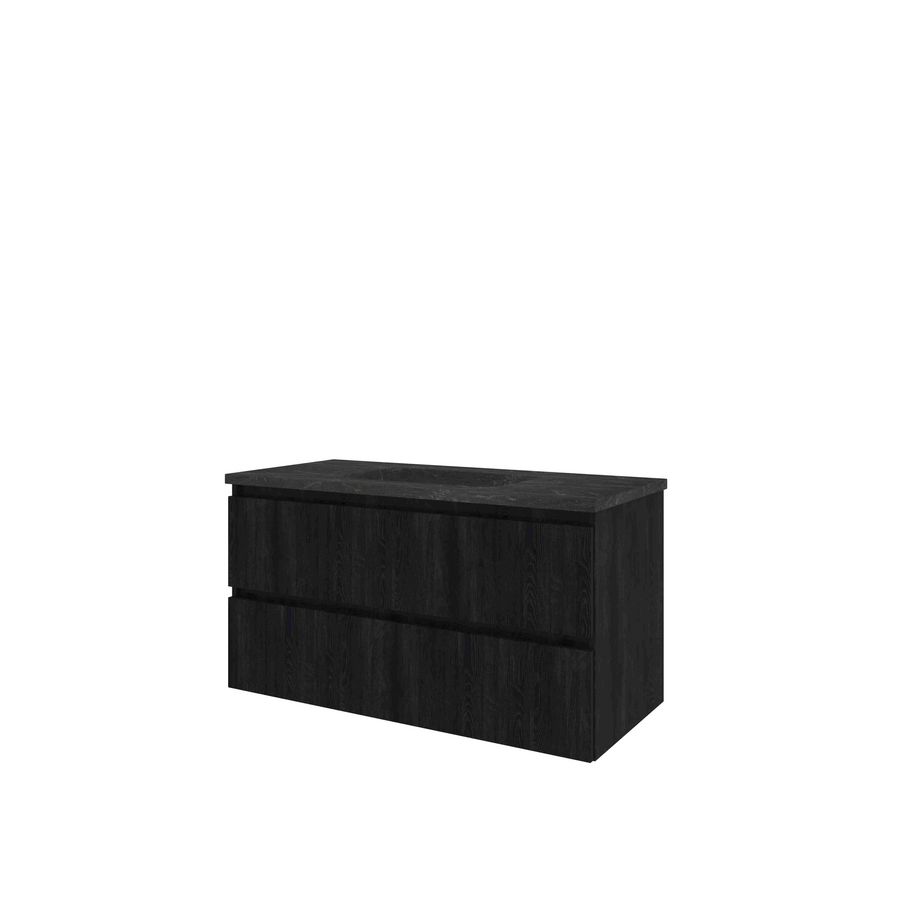 Hardsteen wastafel Blue Stone zonder kraangat onderkast 1000X460X545 charcoal oak