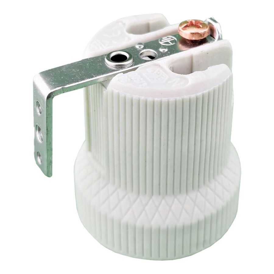 Lamphouder Porcelain E27 4A 500V Angle bracket+Earth VVE=5