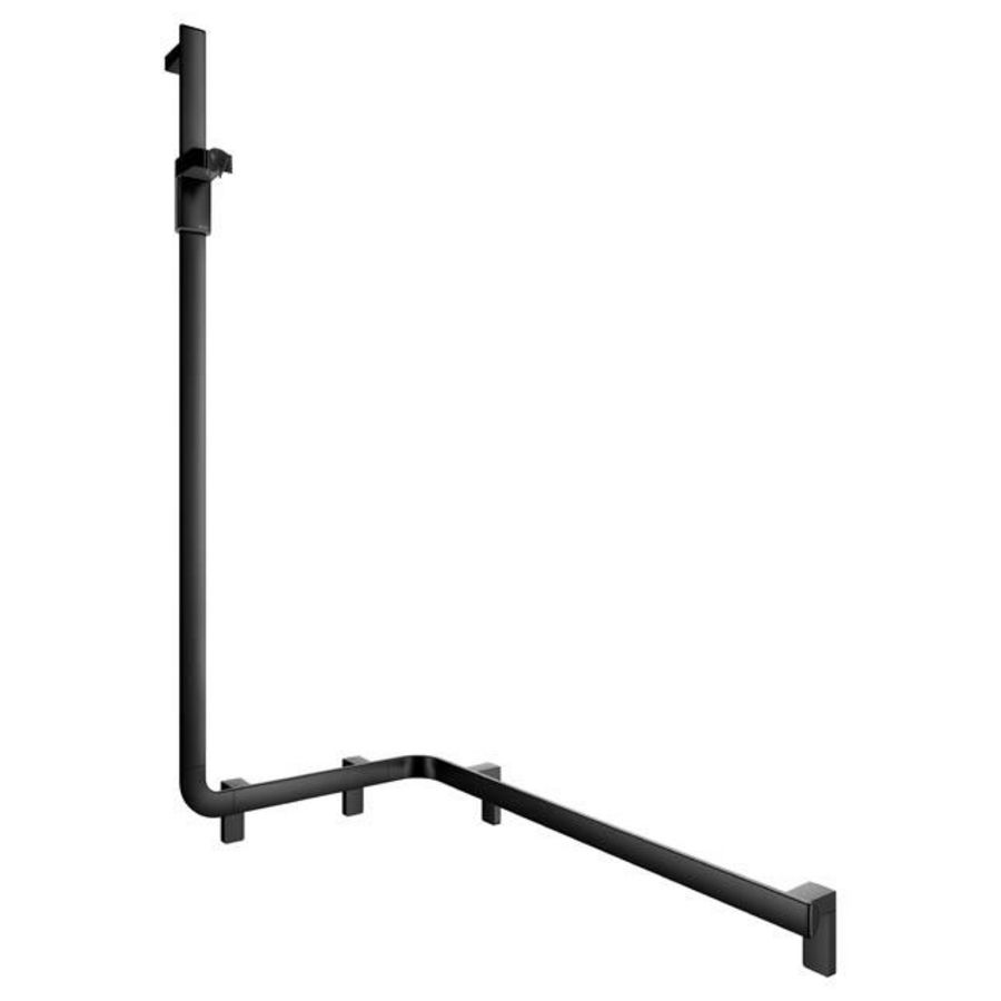 Douchegreep met douchestang links 850/531/1301mm zwart mat