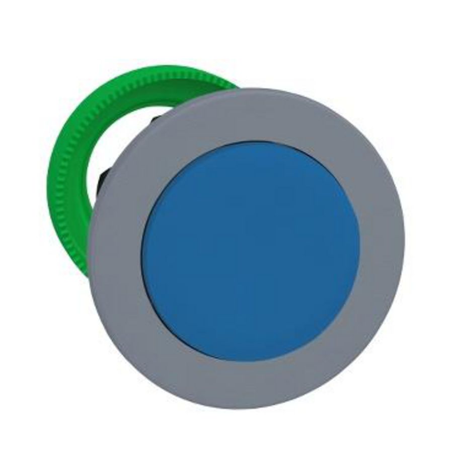 Flush mounted blue projecting pushbutton head push push