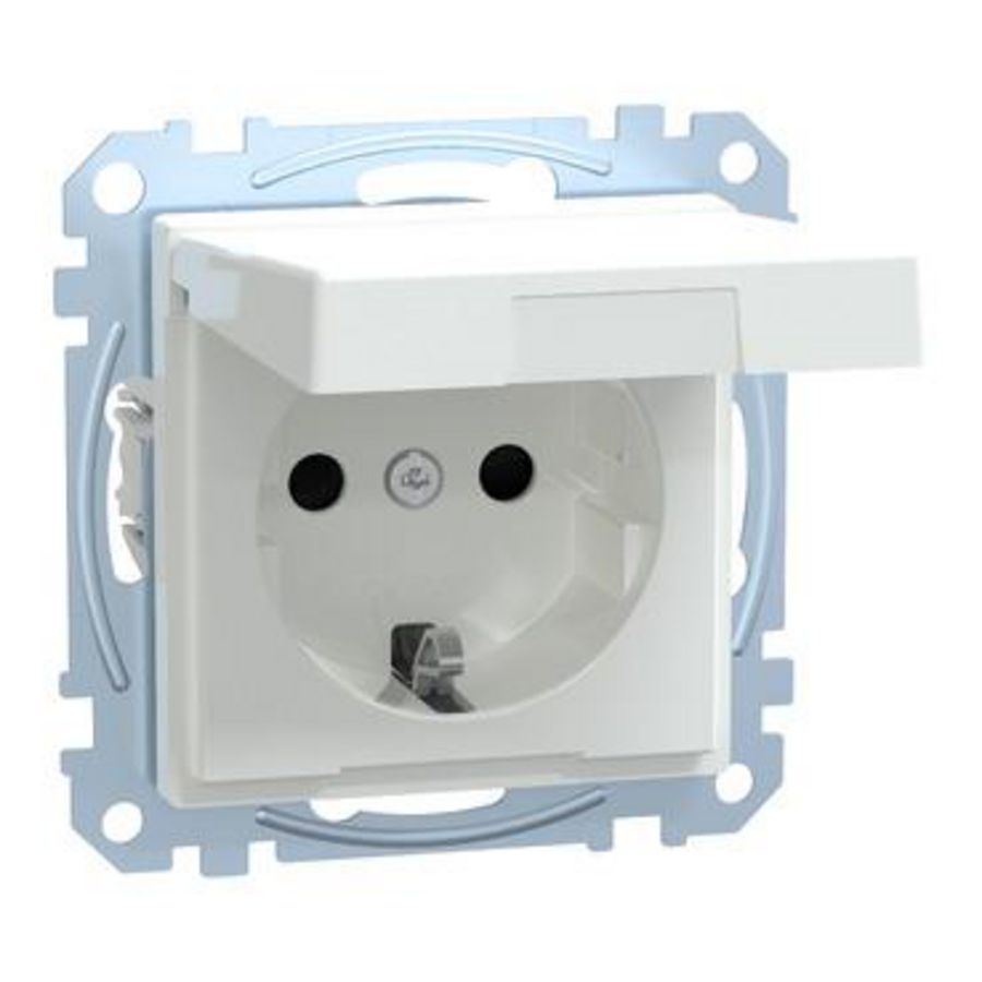 Wandcontactdoos Klapdeksel IP44 Kinderbeveiliging Actief wit Systeem M