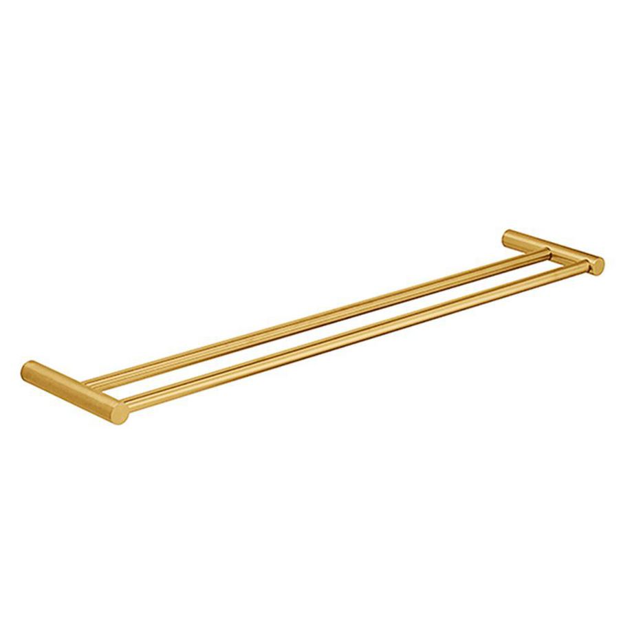 Handdoekbeugel 60cm dubbel rvs messing kleurig