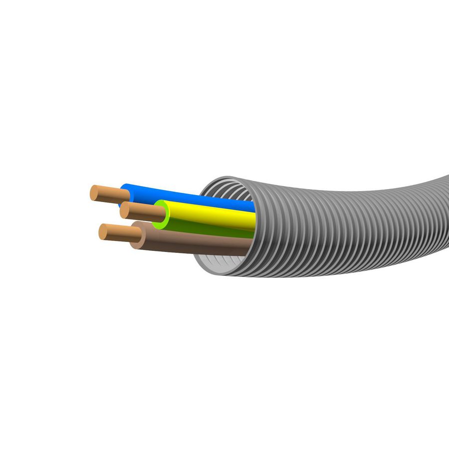 Rol a 100m. voorbedrade flexibele buis DonneFlex 16 gy VD 3G2,5mm²
