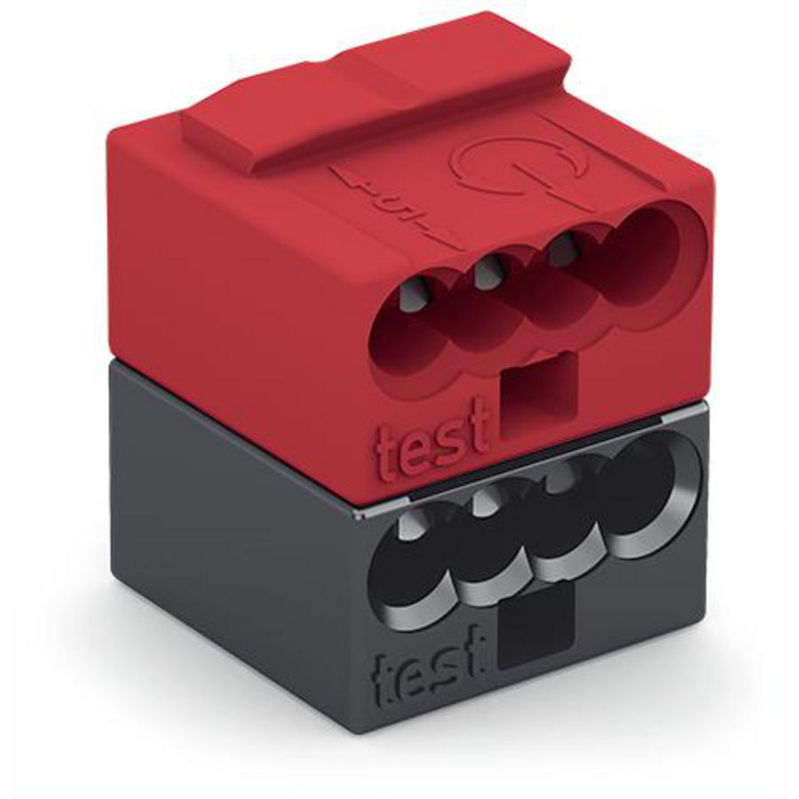 4-draads busklem PUSH WIRE 0,8mm donkergrijs/rood VVE=50