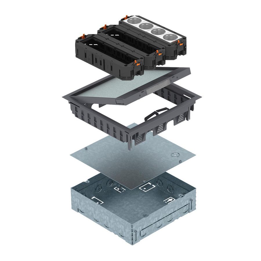 Service outlet-Set with sockets 264x264x73mm Polyamide