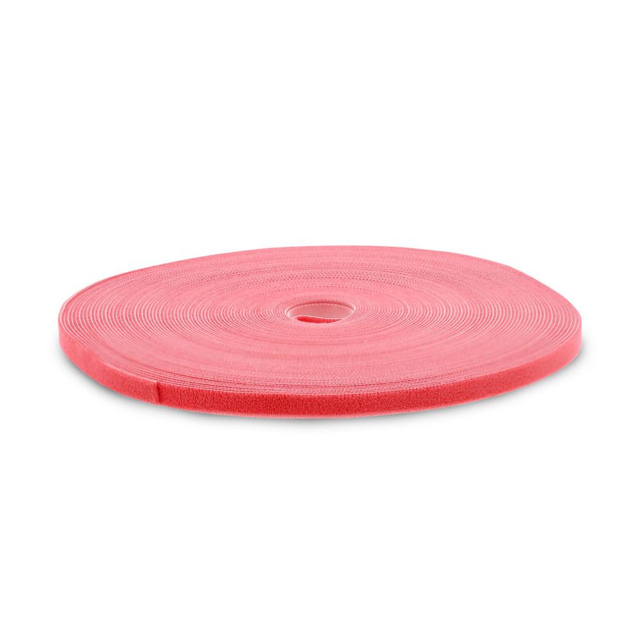 Rol a 25m. Tweezijdig klittenband 10mm rood rol 25m