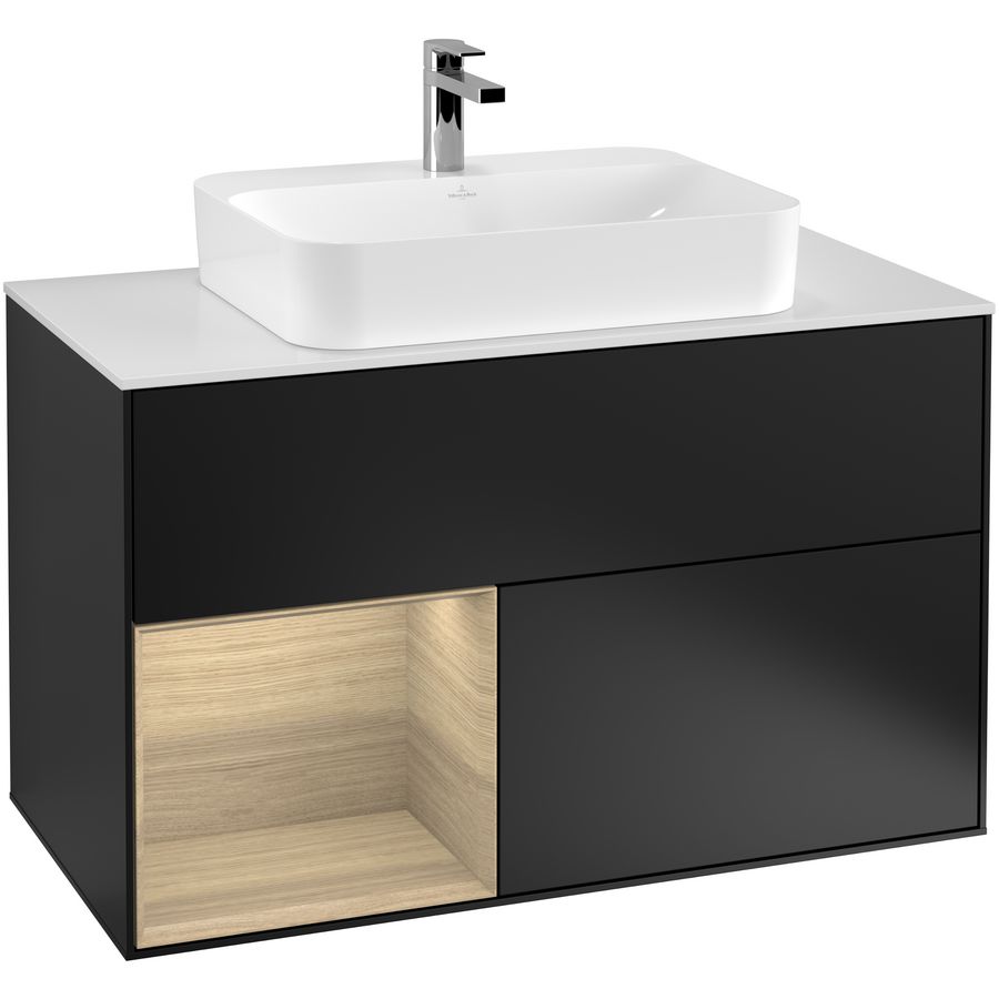 Wastafelonderkast Finion 1000x603x501mm Black Matt Lacquer G361PCPD