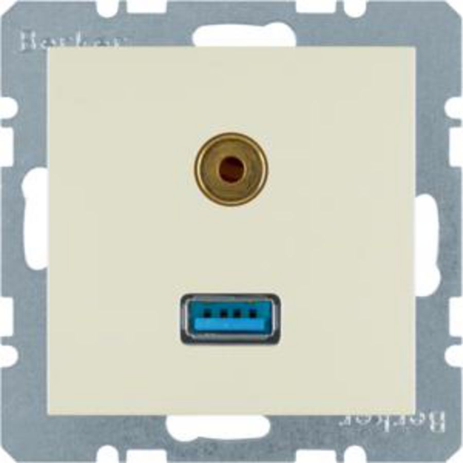 USB/audio 35mm mini-Jack wcd berker S.1/B.3/B.7 wit glanzend