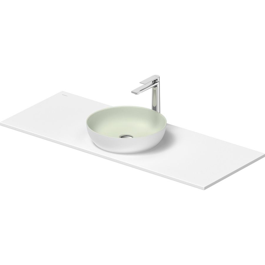 SIVIDA #268015 wastafelblad incl. opzetkom buitenzijde wit zijdemat binnenzijde lichtgroen 1280mm
