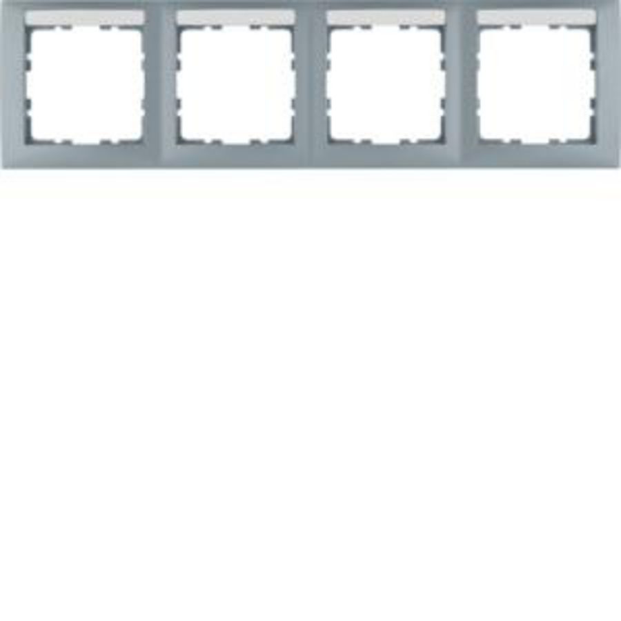 Afdekraam met tekstveld 4-v hor. berker S.1 aluminium mat