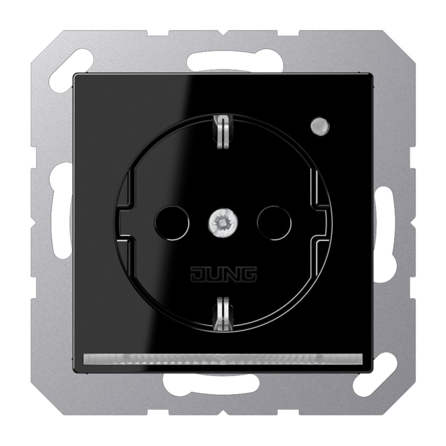 Wandcontactdoos zwart met LED & lichtsensor A500