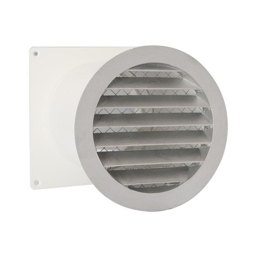 ALU schoepenrooster+muurdoorvoer Ø125mm
