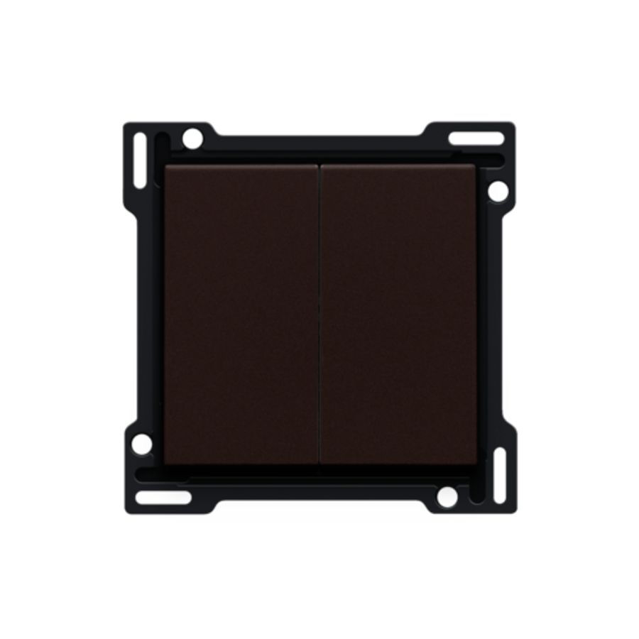 Afwerkingsset serie/wisselschakelaar + drukknop N.O. d.brown